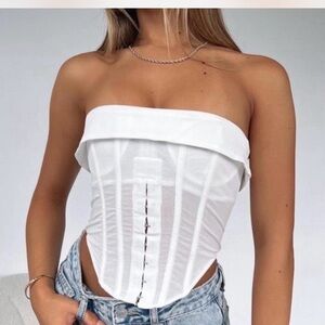 White Fox Boutique White Sleeveless Bustier Blouse